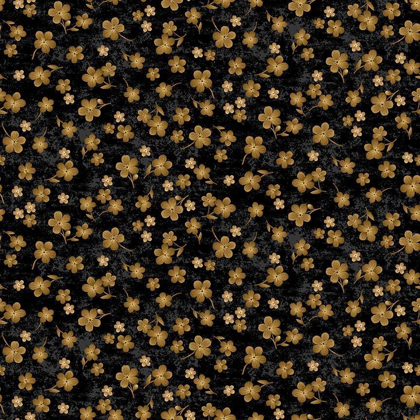 Scarlet Beauty Tossed Gold Geranium Fabric - By the yard