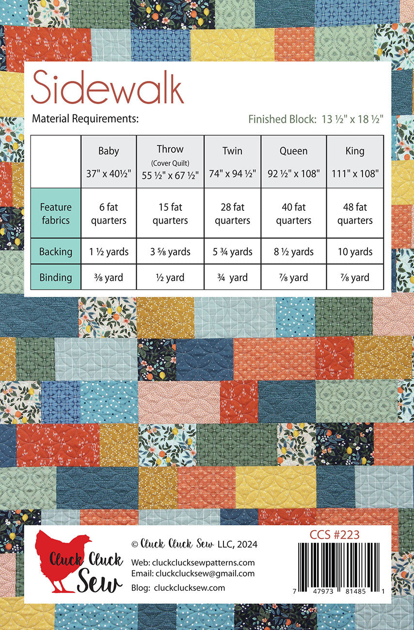 Cluck Cluck Sew Sidewalk Quilt Pattern