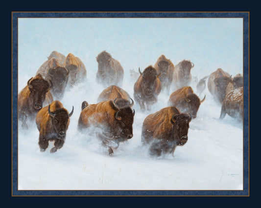 Silent Thunder Buffalo Fabric Panel
