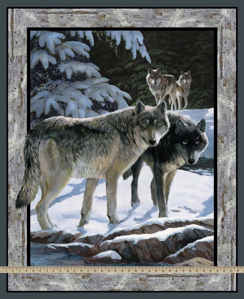 Silver Wolf Fabric Panel