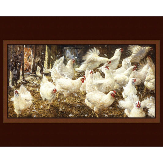Sneak Peak Chicken Fabric Panel