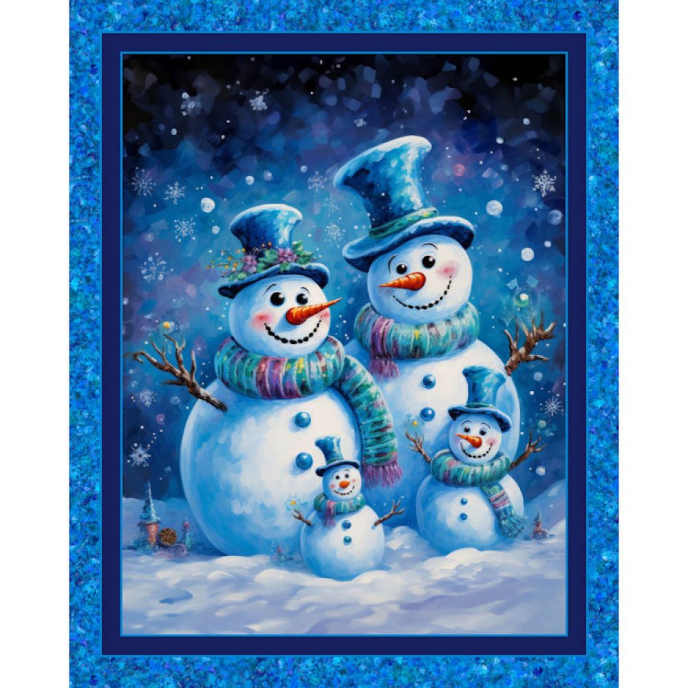 Snow Family Fabric Panel
