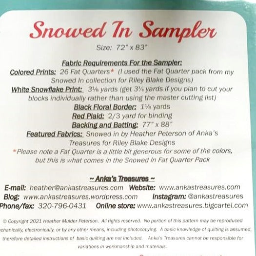 Anka's Treasures Snowed in Sampler Quilt Pattern