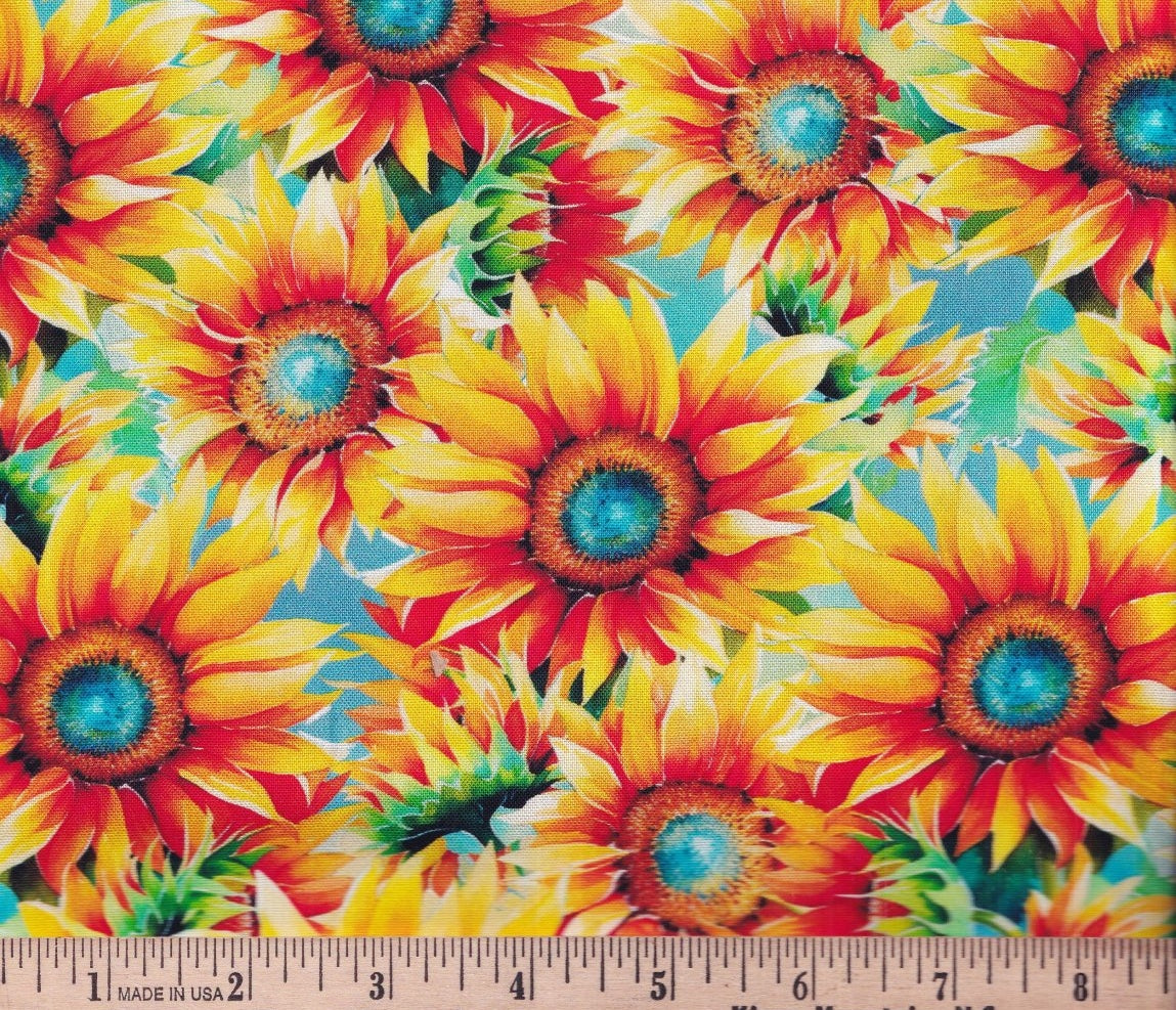 Hummingbird Bouquet Sunflower Jewels Fabric - By the yard