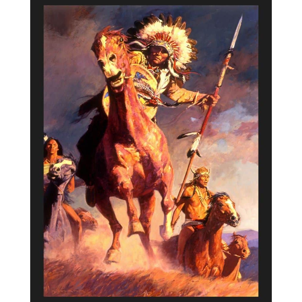 The Warriors Indian Fabric Panel