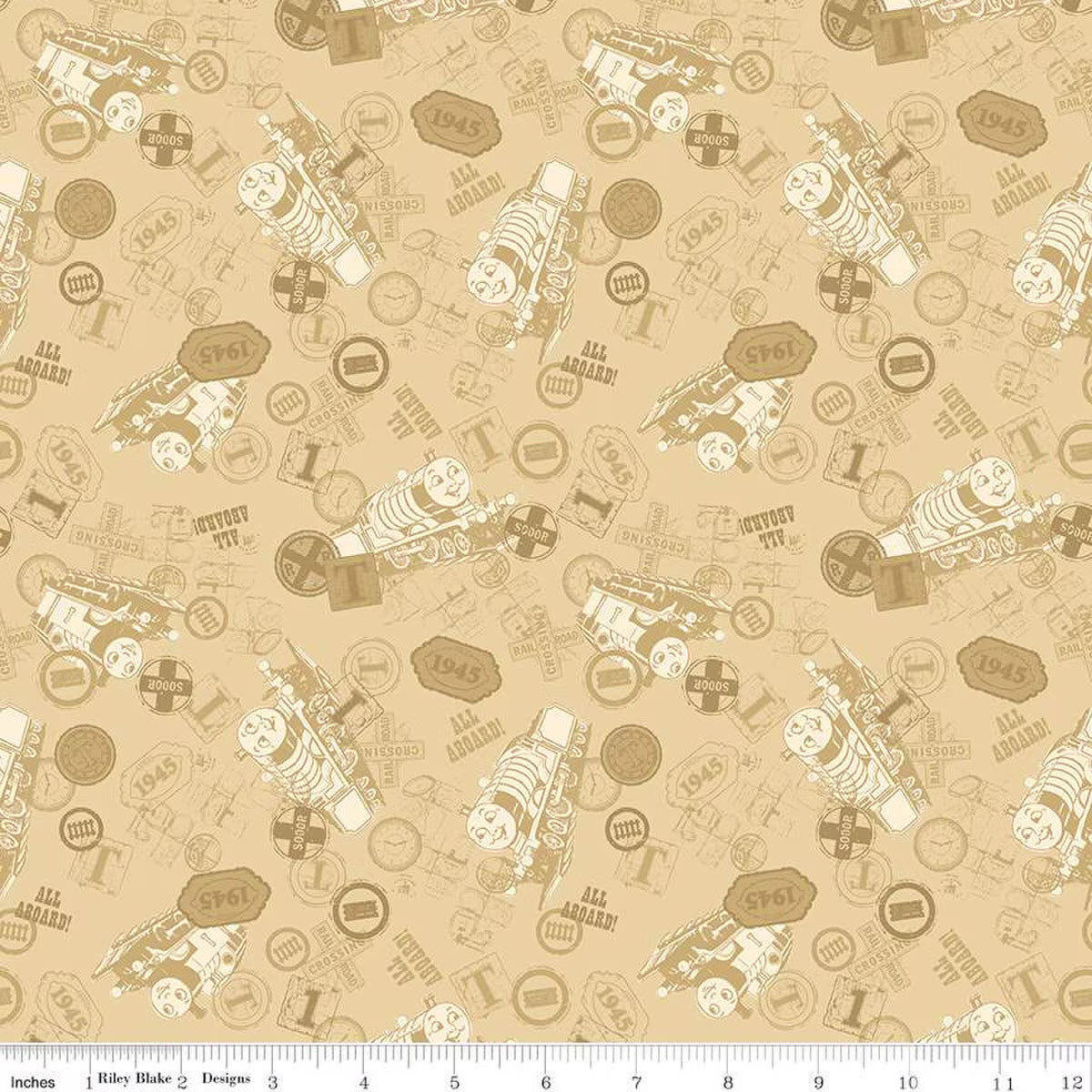 Thomas & Friends™ 80th Anniversary Tonal Toss Flax Fabric - By the yard
