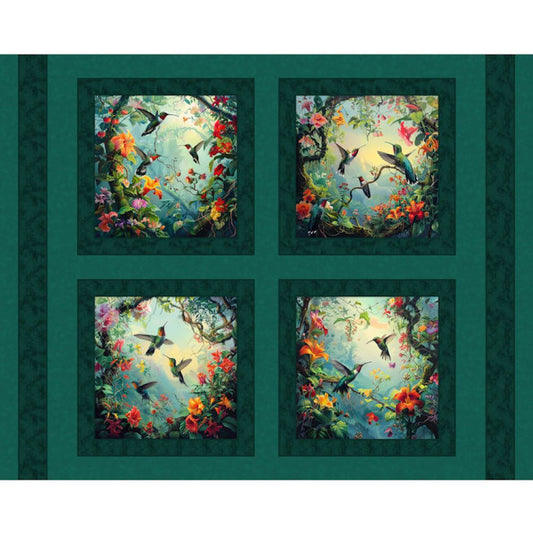 Tropical Hummers Pillow Fabric Panel