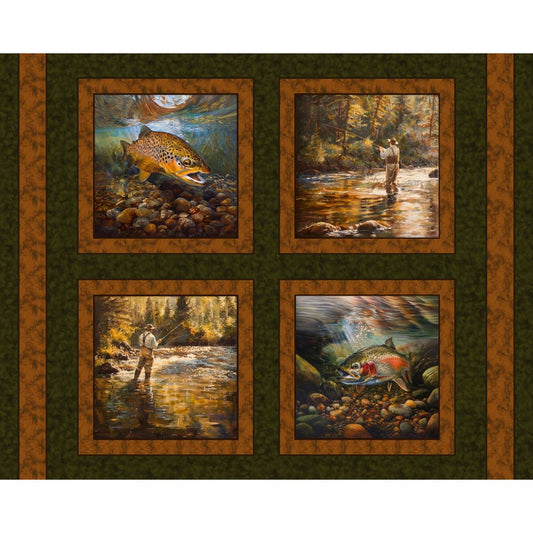 Trout On The Fly Fabric Panel
