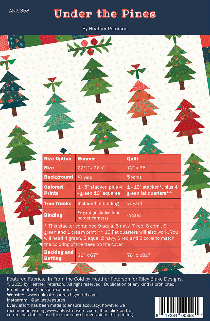 Anka's Treasures Under the Pines Quilt and Runner Pattern