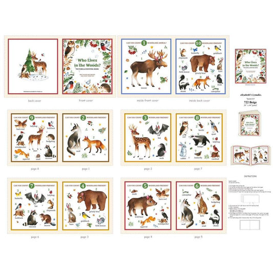 Who Lives in the Woods Book Fabric Panel