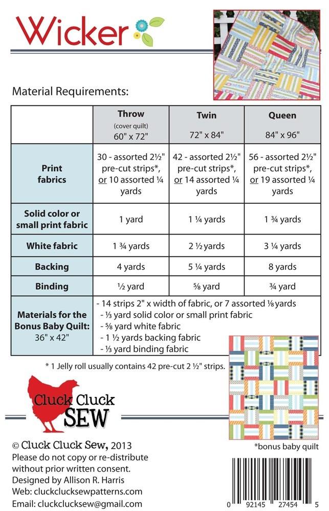 Cluck Cluck Sew Wicker Quilt Pattern