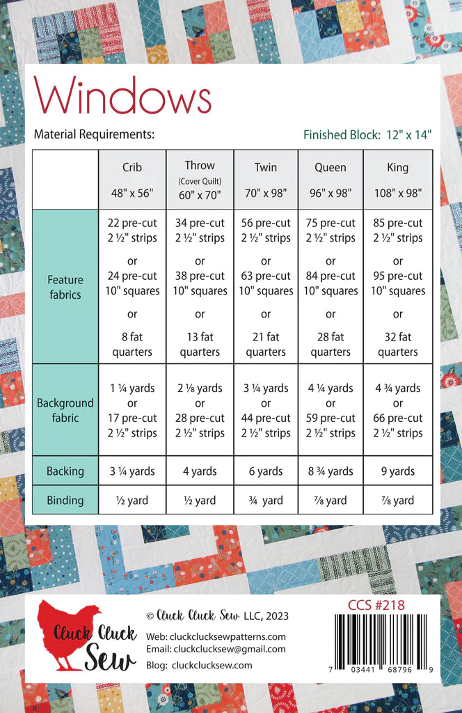 Cluck Cluck Sew Windows Quilt Pattern