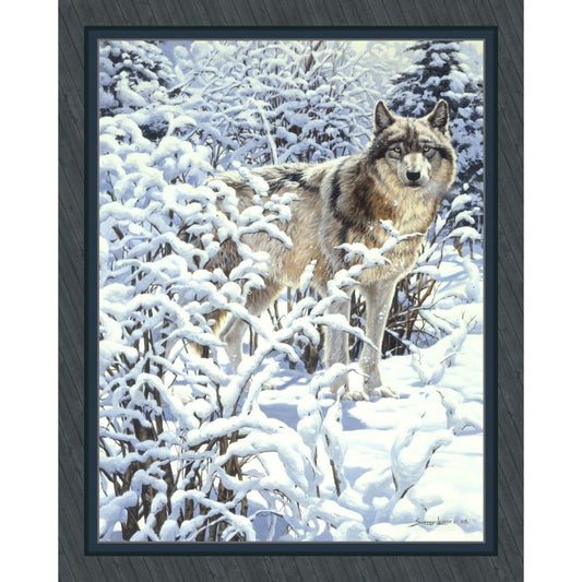Winter Spirit Wolf Fabric Panel
