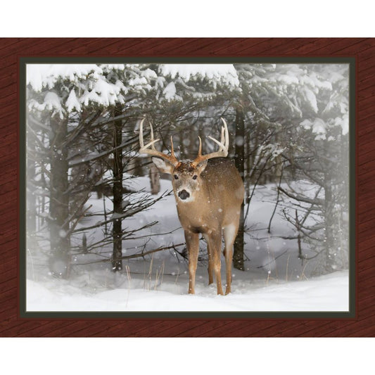 Winter Trophy Deer Fabric Panel