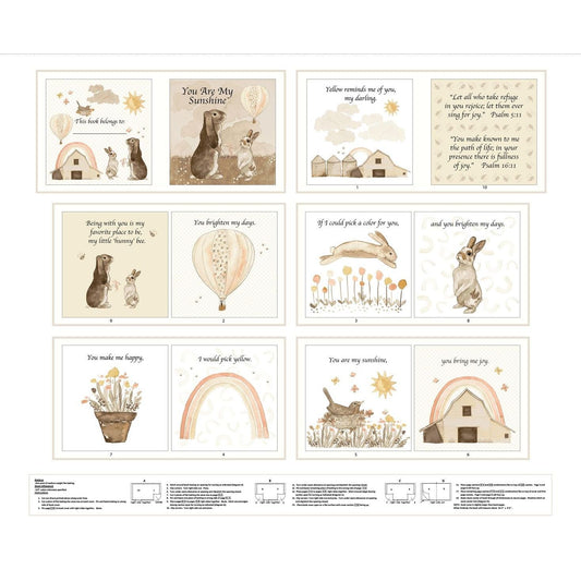 You Are My Sunshine Book Fabric Panel