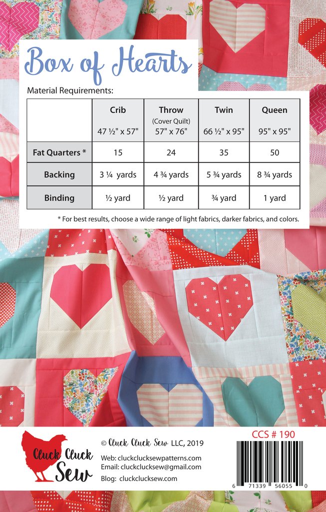 Cluck Cluck Sew Box of Hearts Quilt Pattern