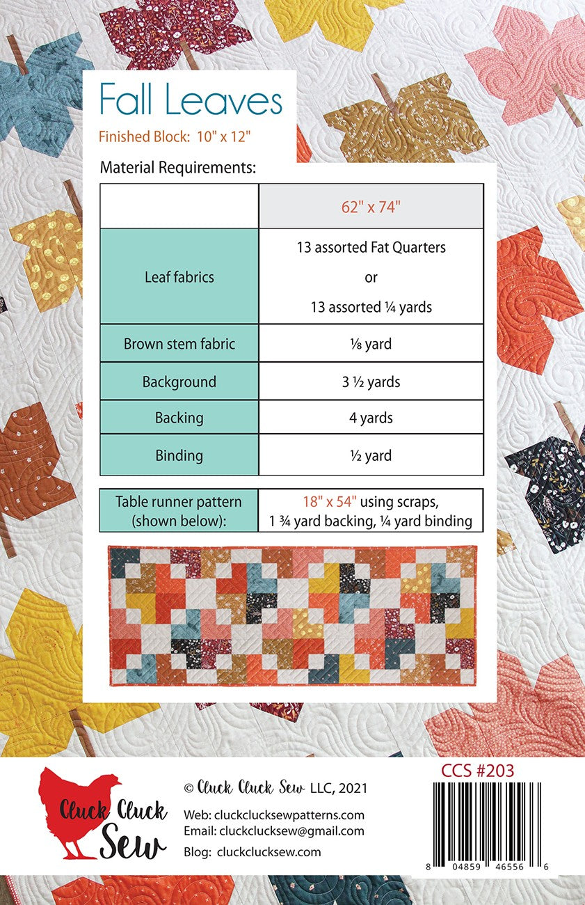 Cluck Cluck Sew Fall Leaves Quilt Pattern