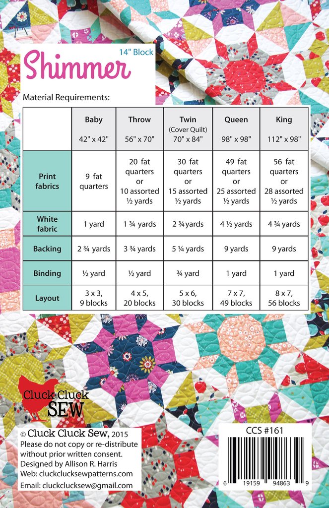 Cluck Cluck Sew Shimmer Quilt Pattern