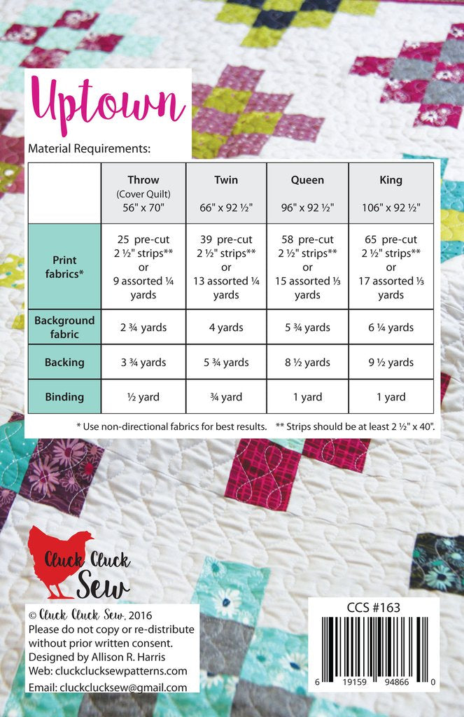 Cluck Cluck Sew Uptown Quilt Pattern