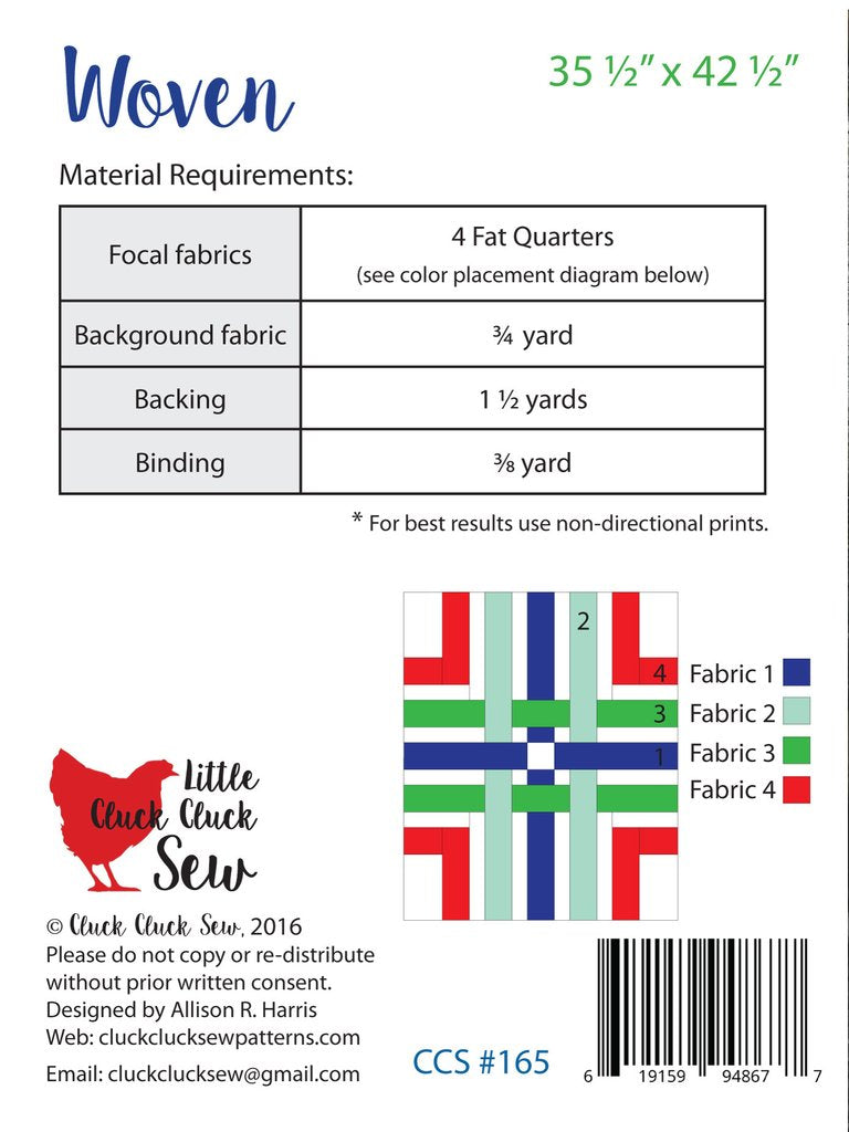 Cluck Cluck Sew Woven Quilt Pattern
