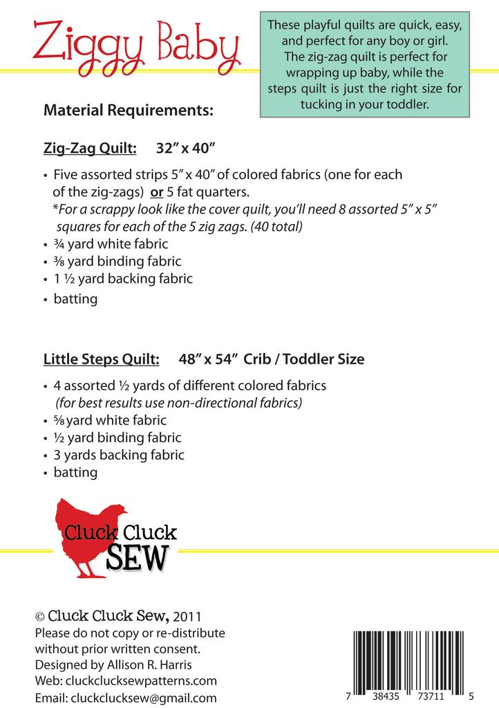 Cluck Cluck Sew Ziggy Baby Quilt Pattern