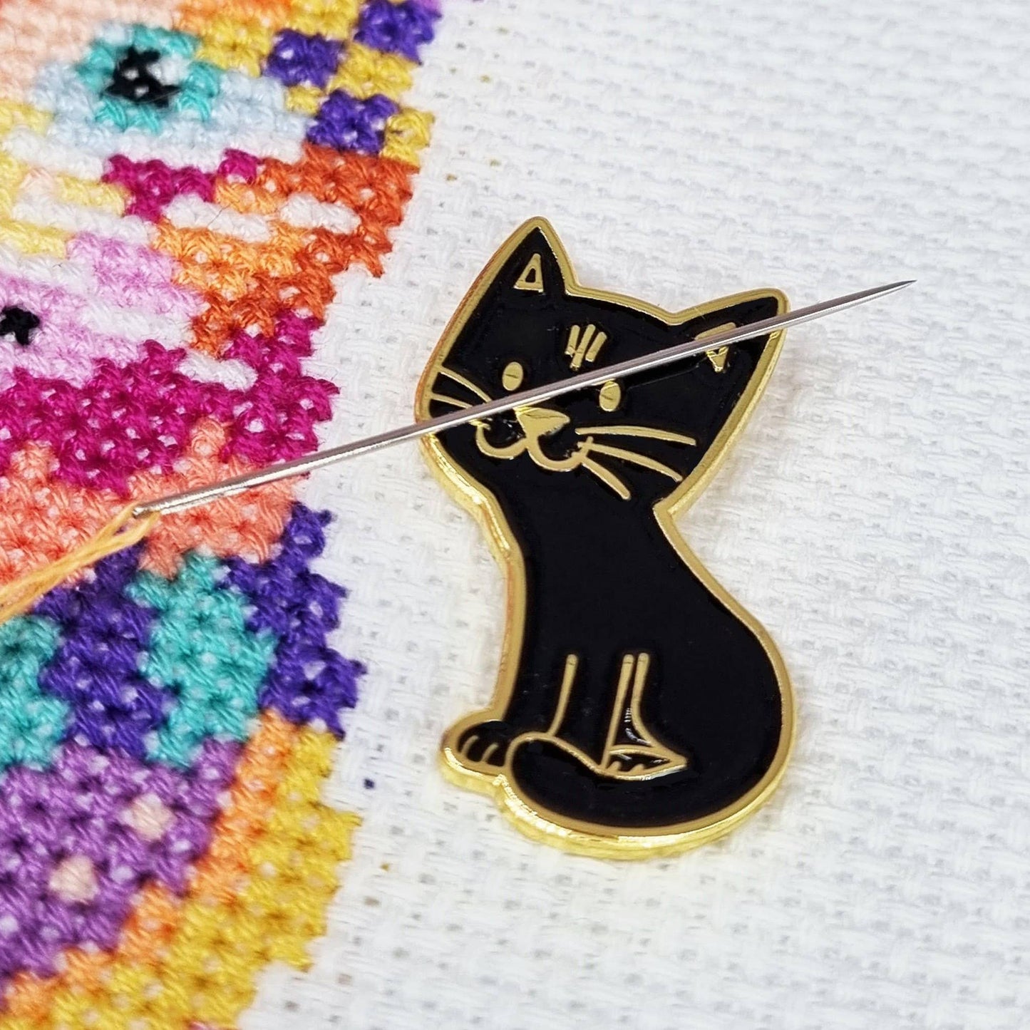 Cat Needle Minder for Cross Stitch, Embroidery & Needlework