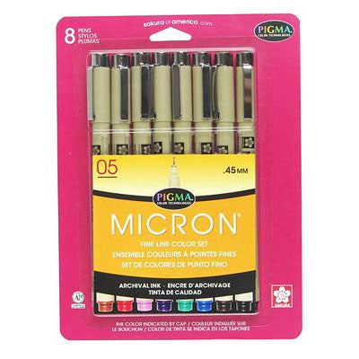 Pigma Micron Pen 8 Color Set 05 .45mm