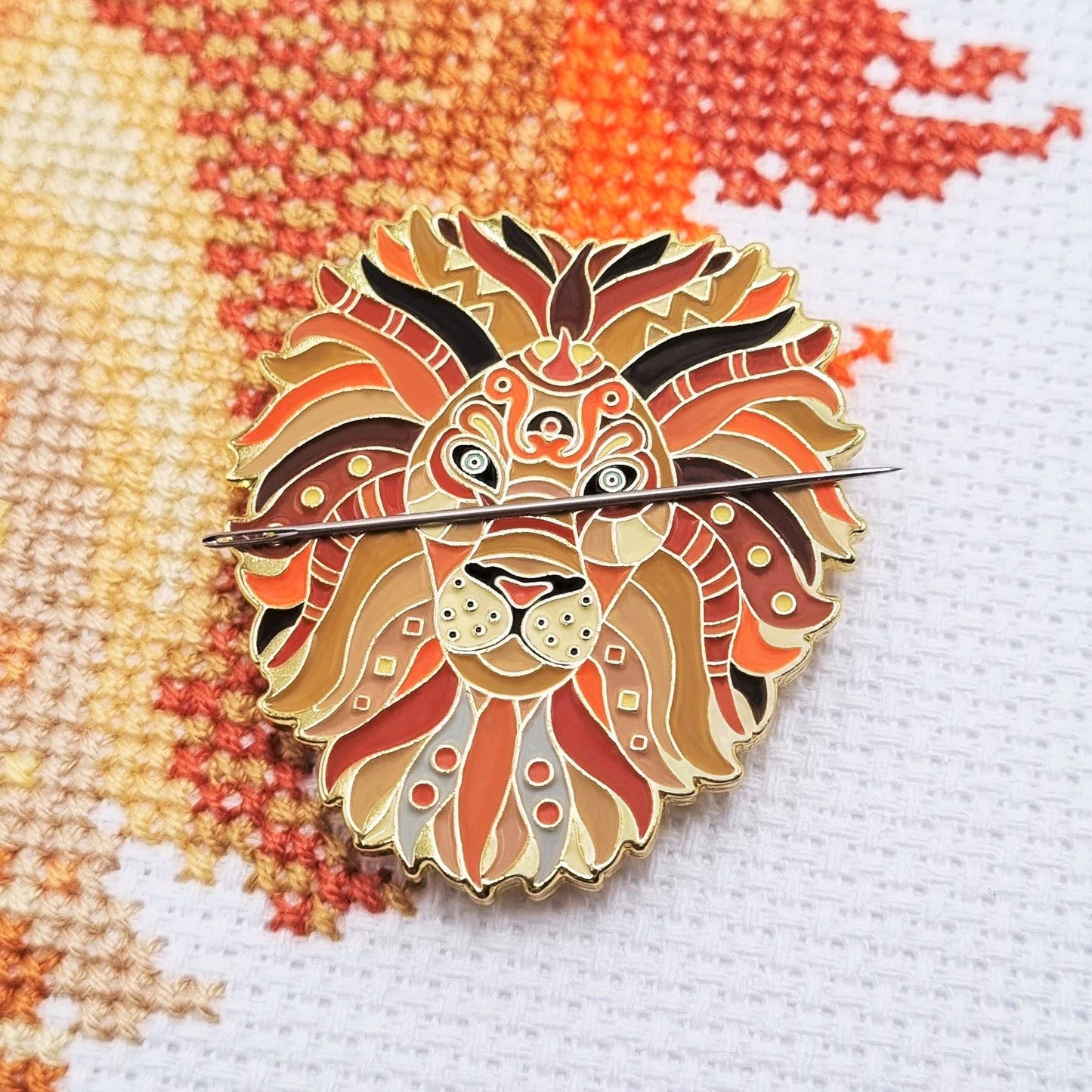 Mandala Lion Needle Minder for Cross Stitch & Embroidery