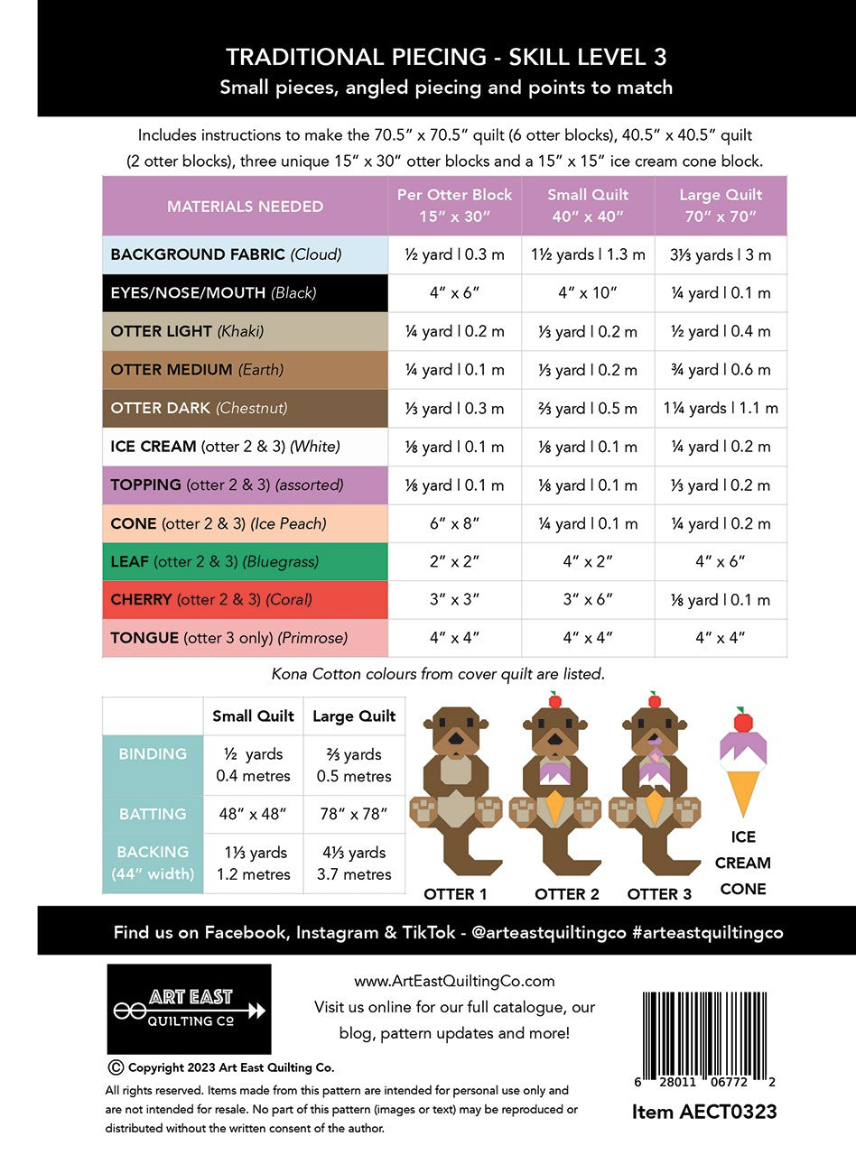 Art East Cool Treats An Otter Quilt Pattern