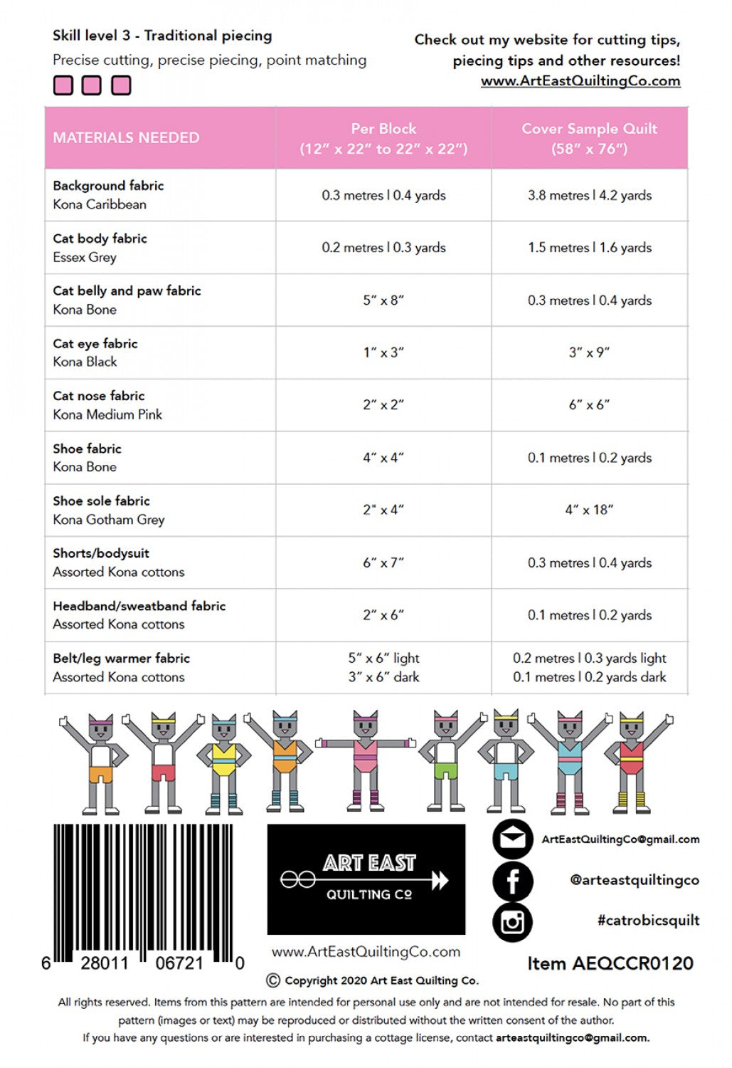 Art East Catrobics Quilt Pattern