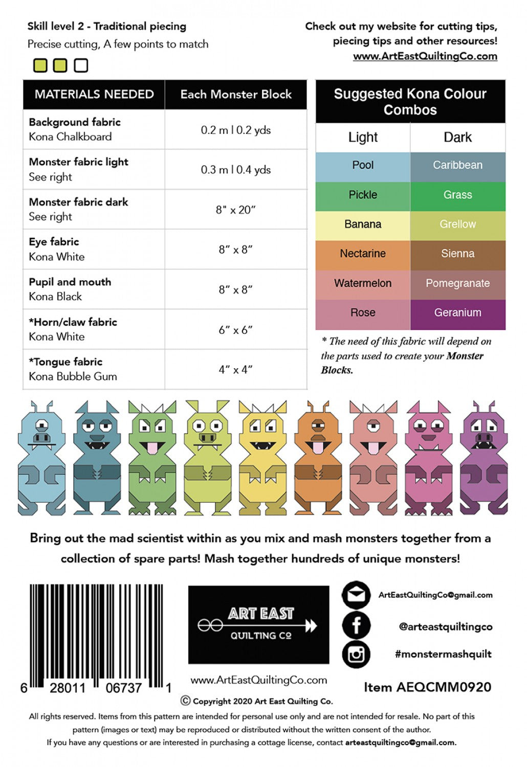 Art East Monster Mash Quilt Pattern