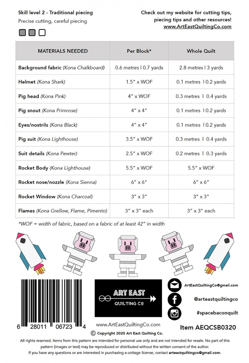 Art East Space Bacon Quilt Pattern