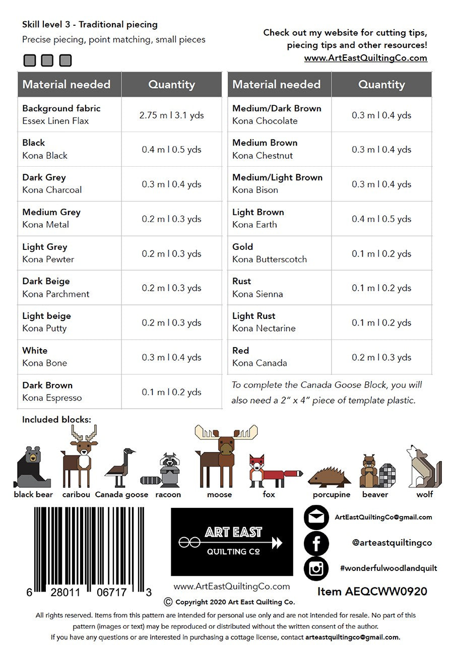 Art East Wonderful Woodland Quilt Pattern