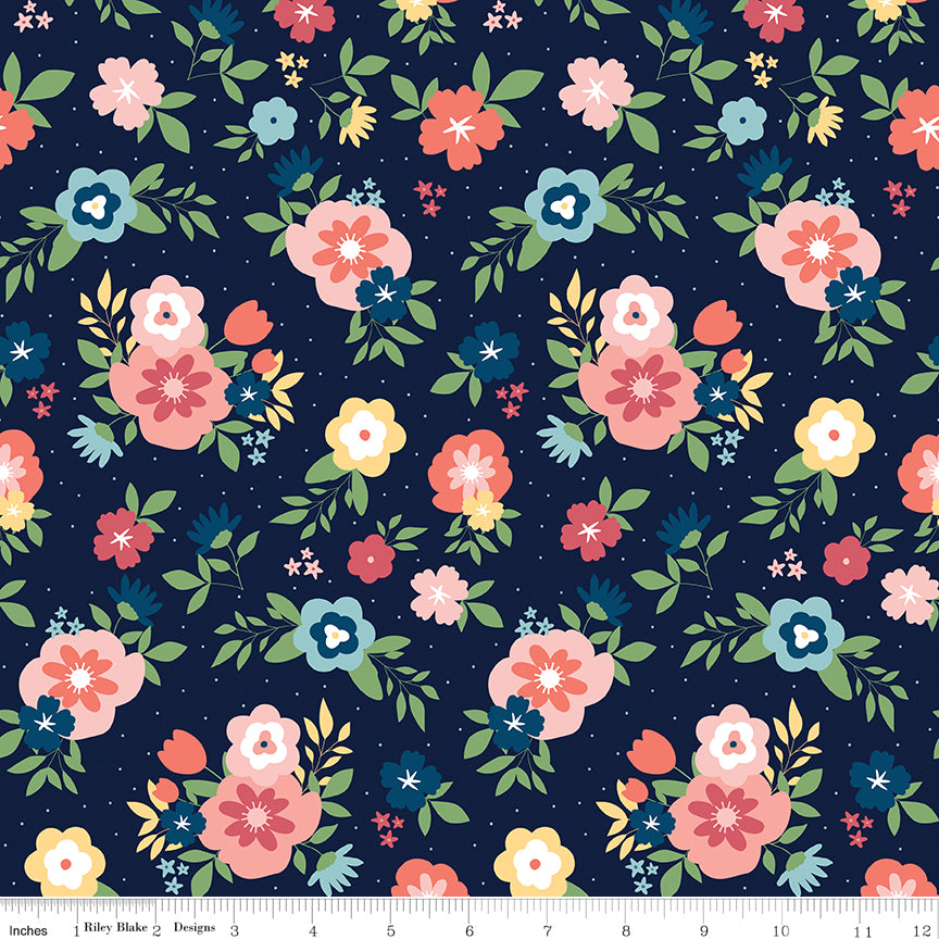 Sew Much Fun Main Navy Fabric - By the yard