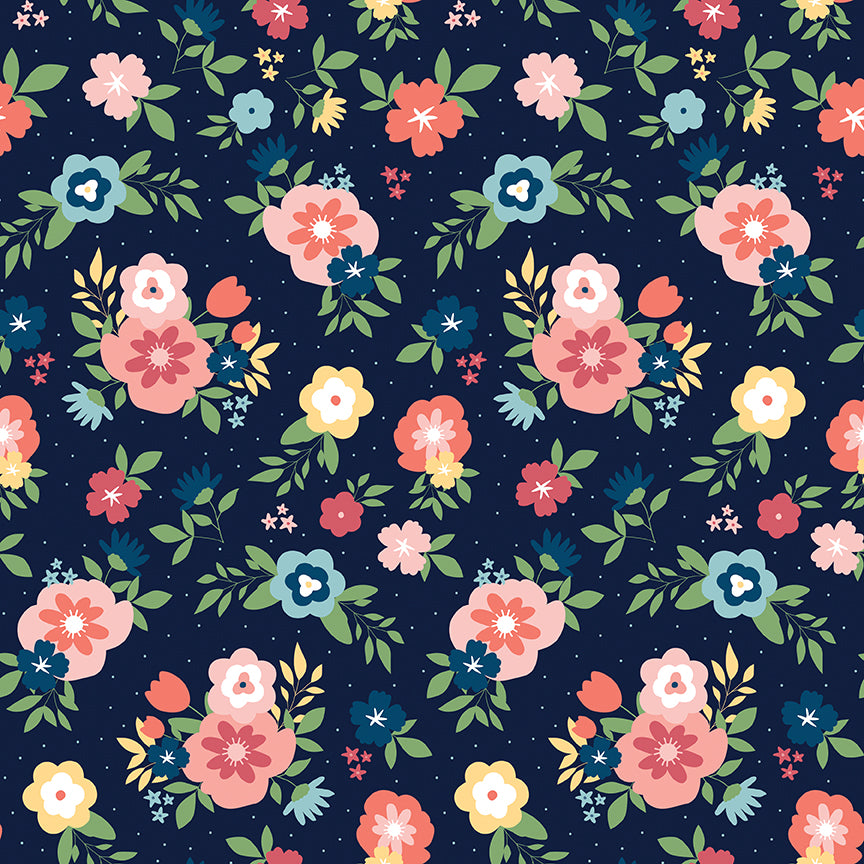 Sew Much Fun Main Navy Fabric - By the yard