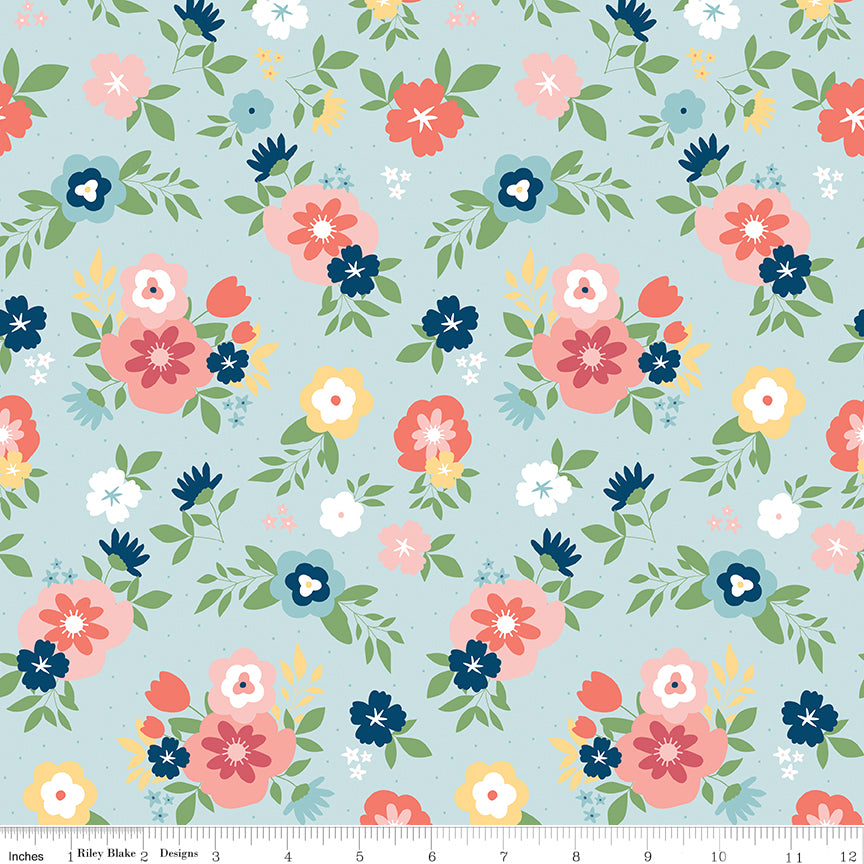 Sew Much Fun Main Sky Fabric - By the yard