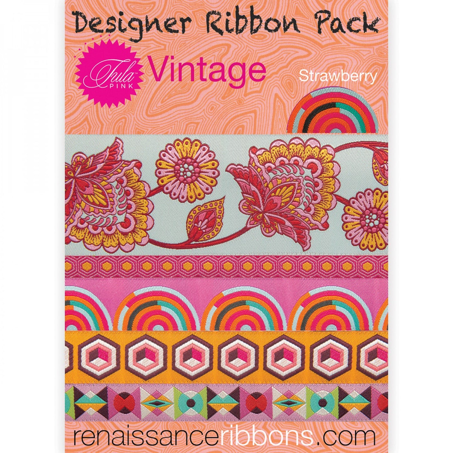 Designer Ribbon Tula Pink Strawberry Pack