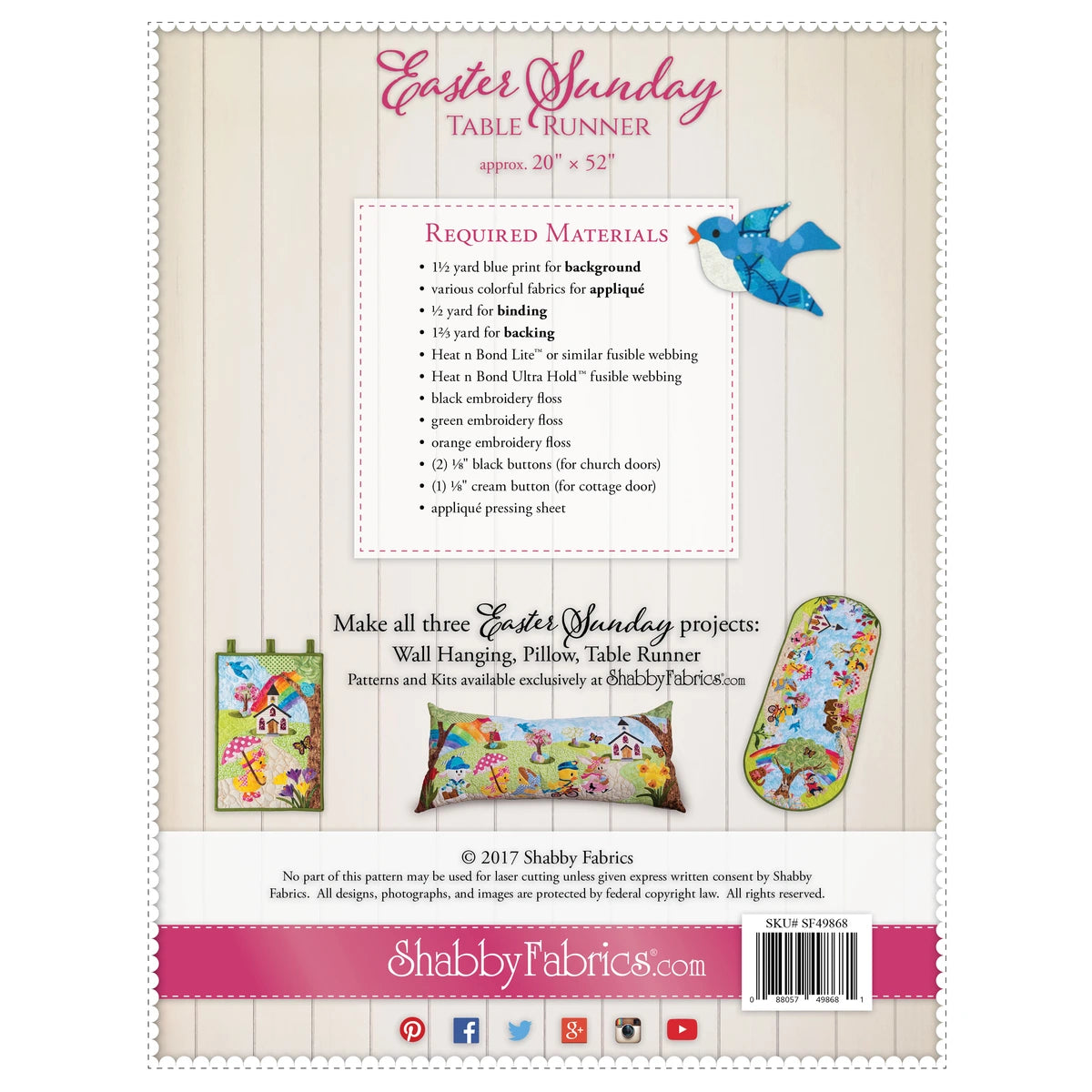 Shabby Fabrics Easter Sunday Series - Table Runner Pattern