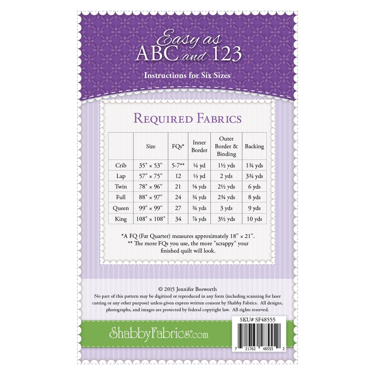 Shabby Fabrics Easy as ABC and 123 Quilt Pattern