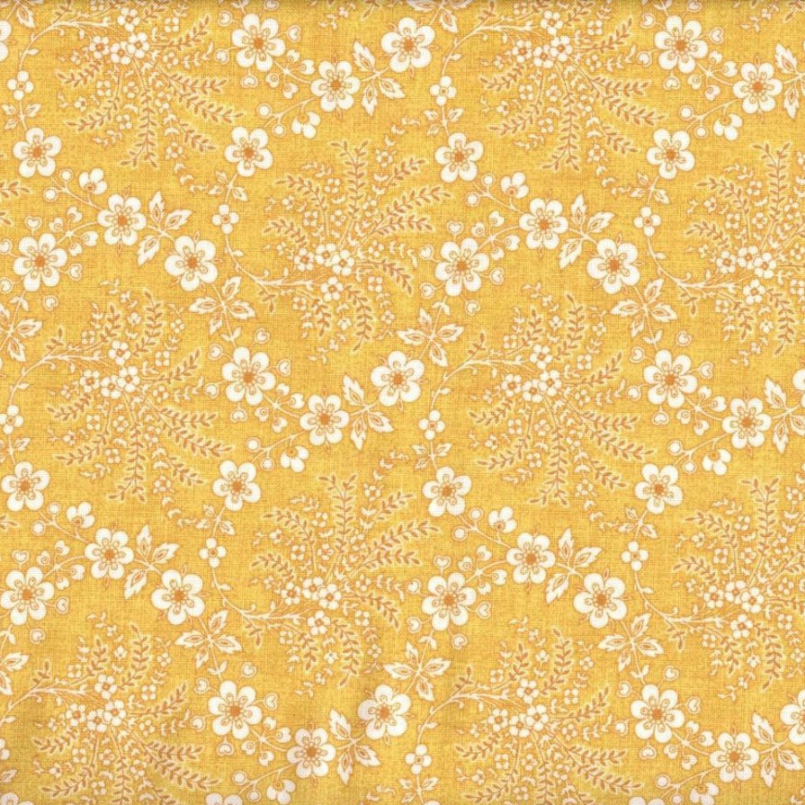 Floral Trellis Fabric - Gold - By the yard