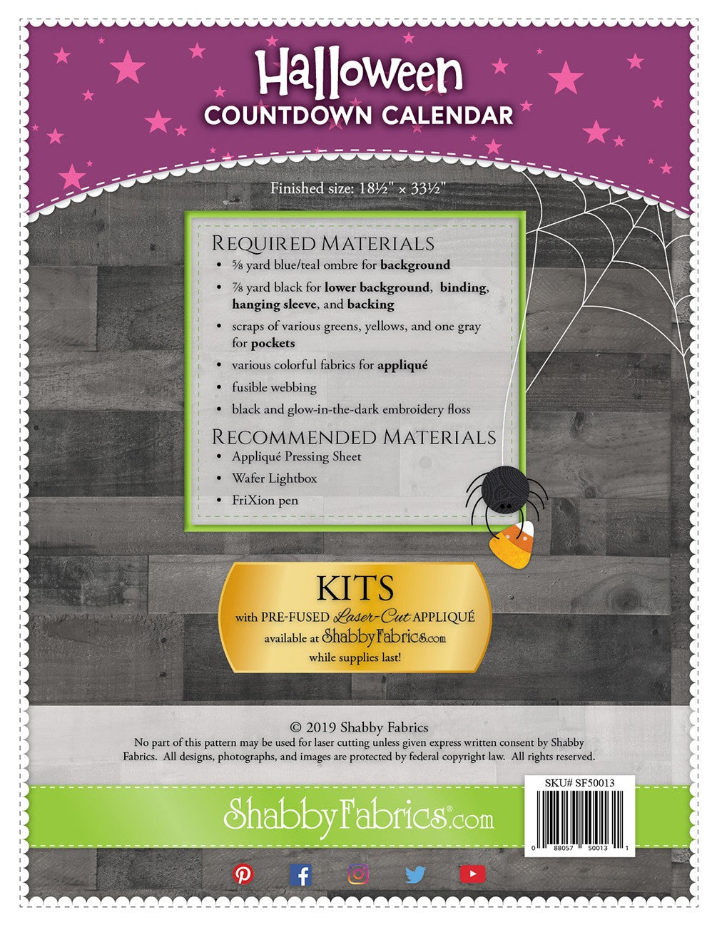 Shabby Fabrics Halloween Countdown Calendar Pattern