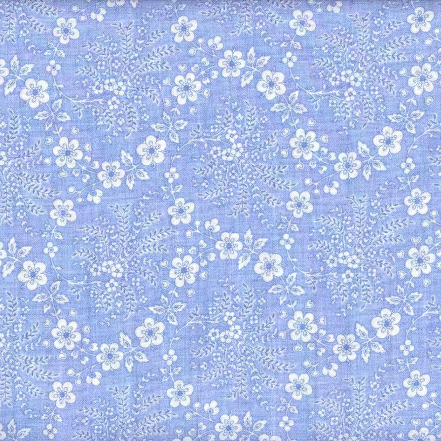 Floral Trellis Fabric - Light Blue - By the yard