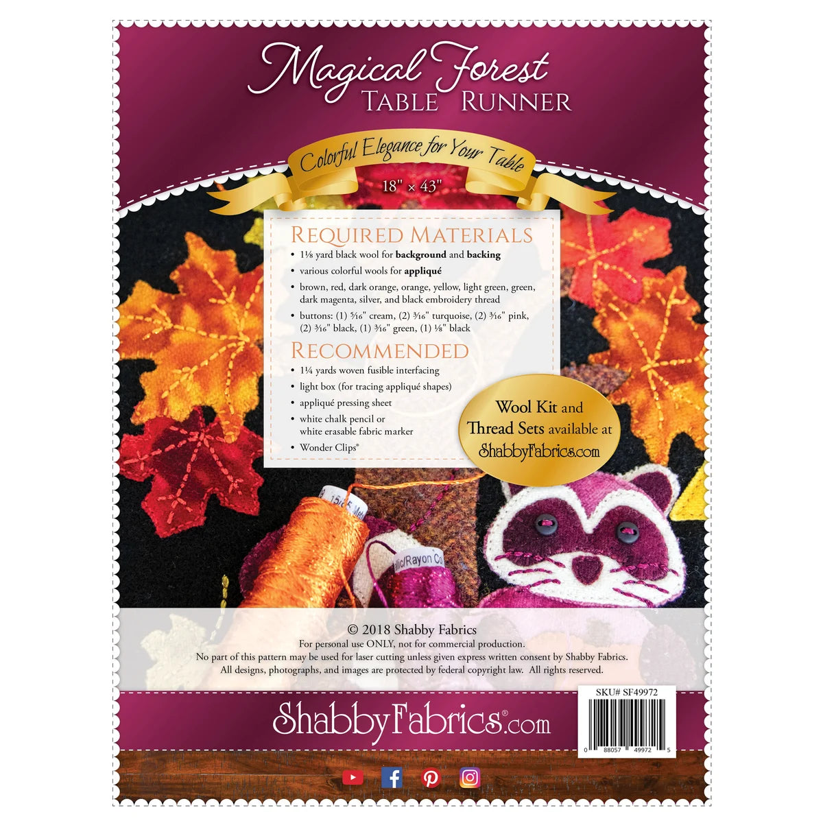 Shabby Fabrics Magical Forest Table Runner Pattern