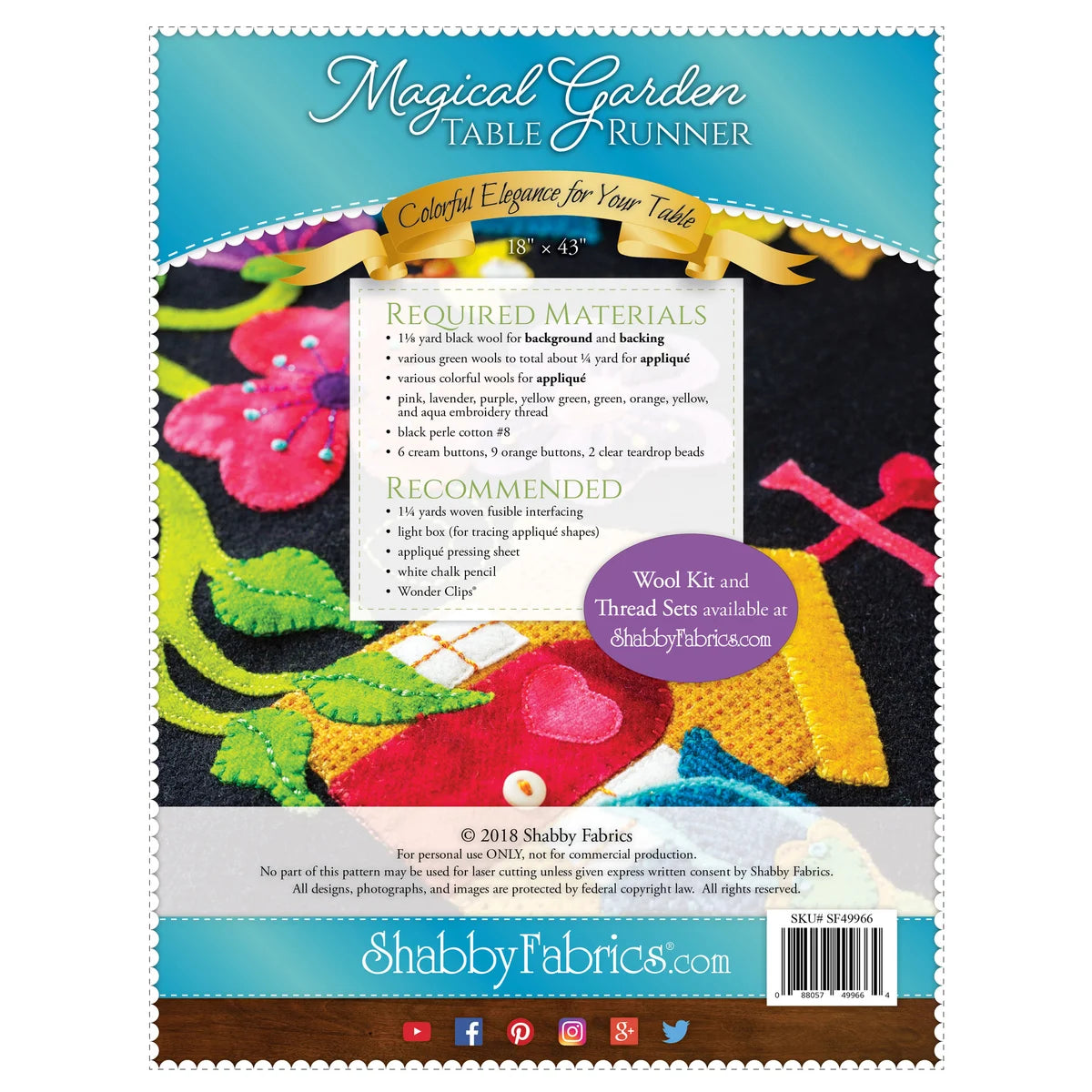 Shabby Fabrics Magical Garden Table Runner Pattern