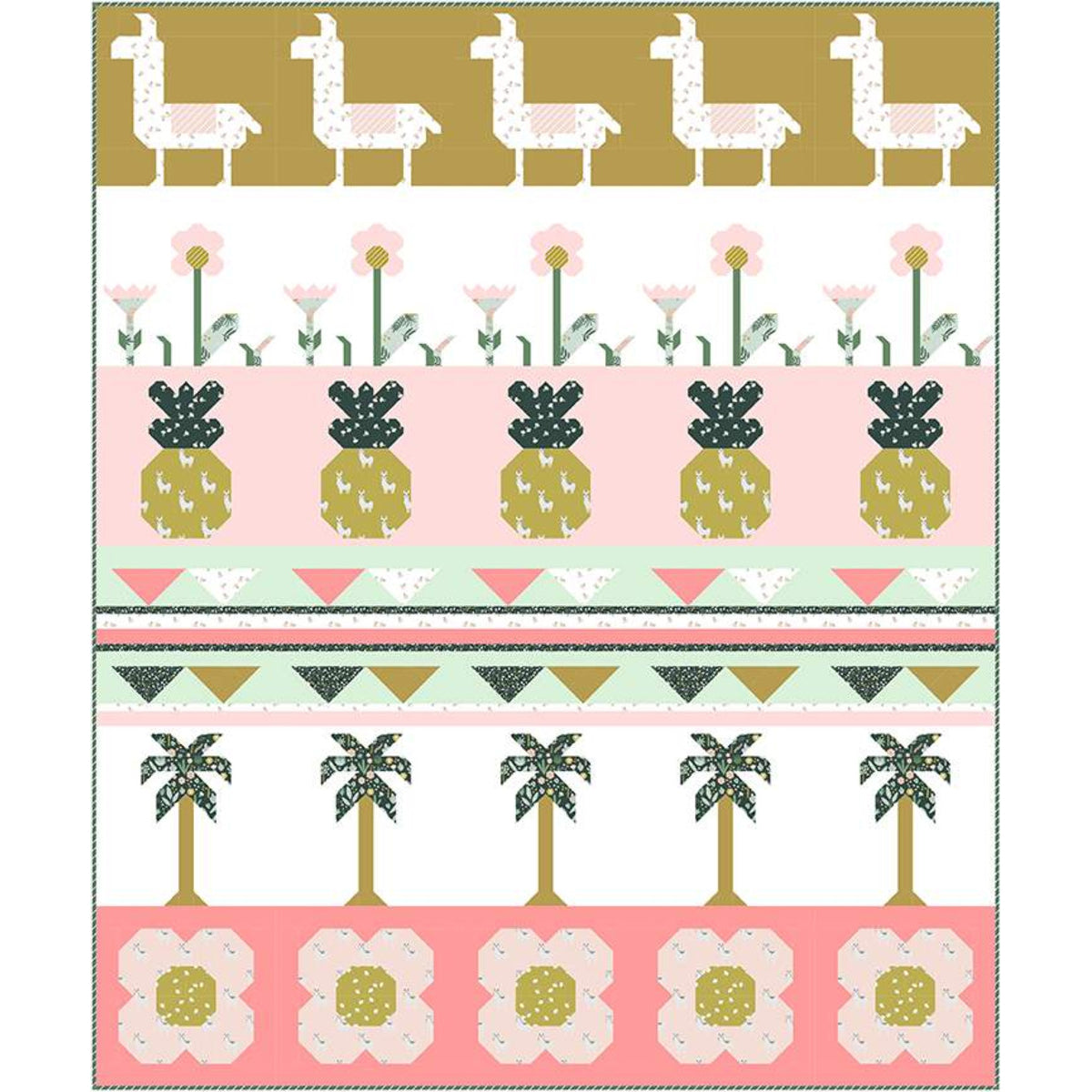 Burlap and Blossom Hibiscus Row Quilt Pattern