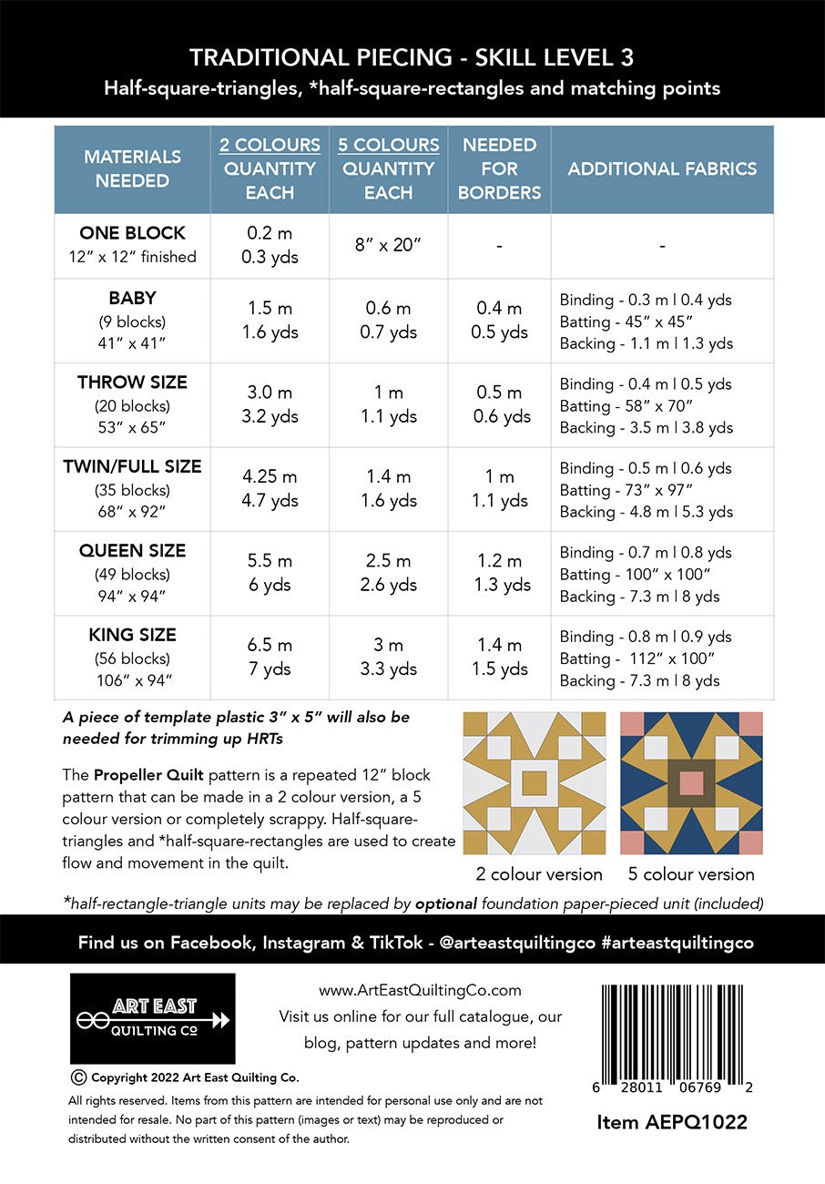 Art East Propeller Quilt Pattern