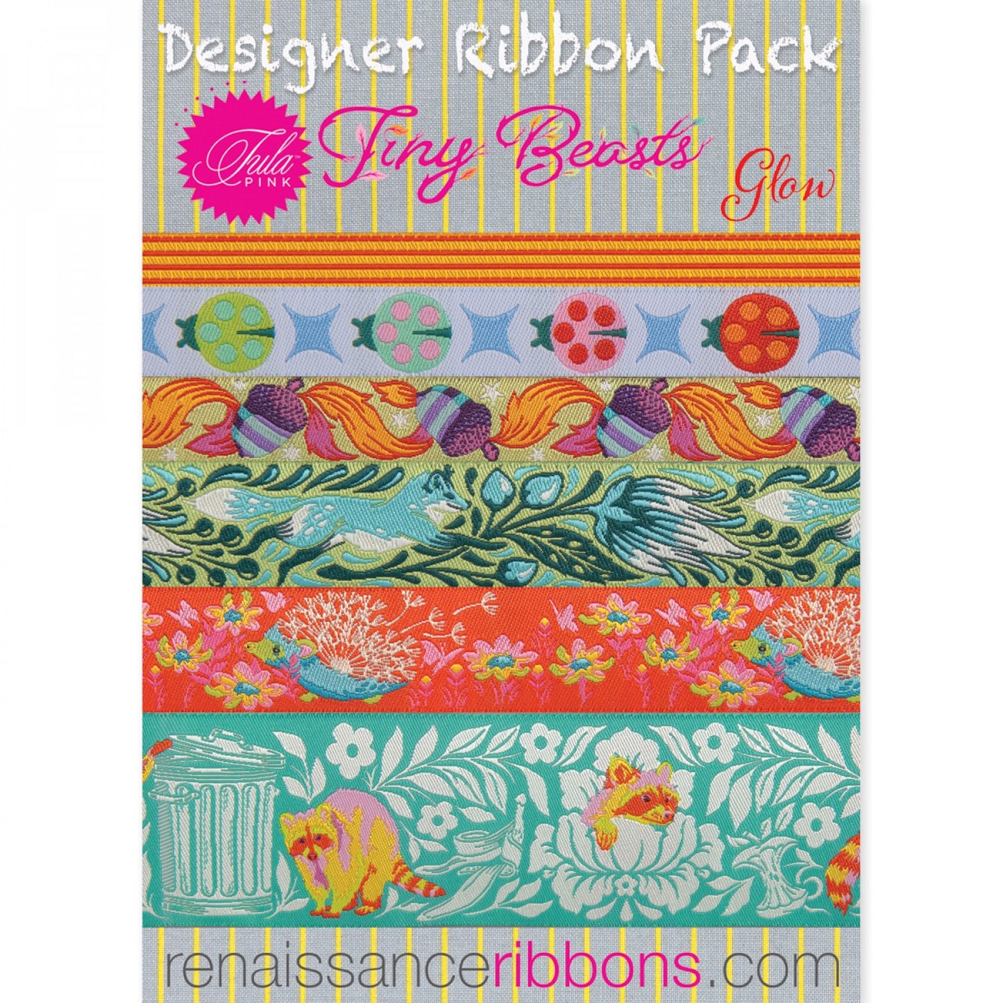 Designer Ribbon Tula Pink Tiny Beasts Glow Pack