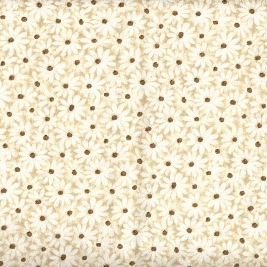 Calico Daisy Fabric - Sand - By the yard