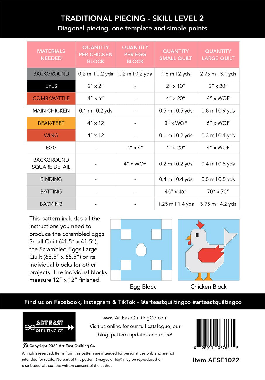 Art East Scrambled Eggs Quilt Pattern