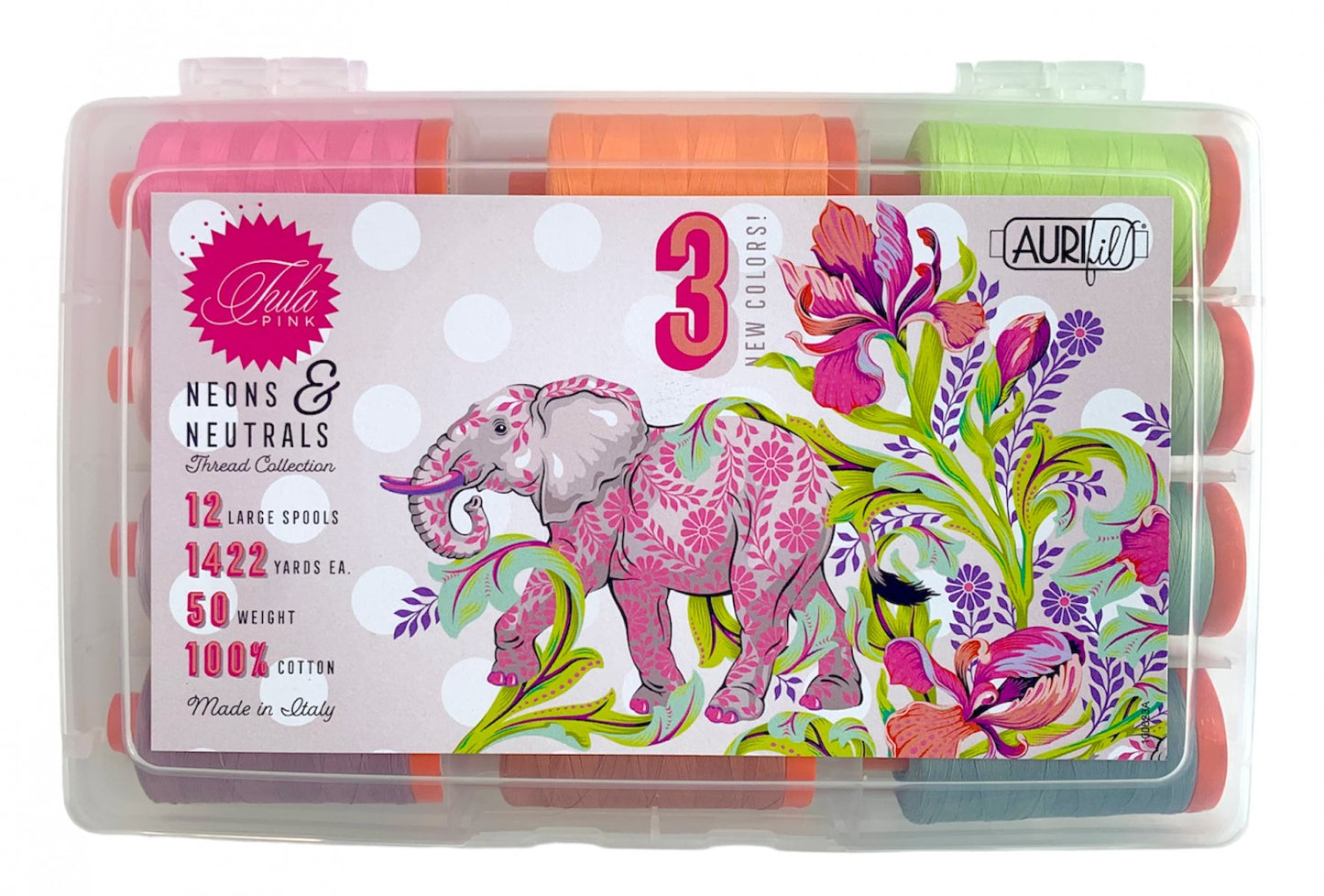 Tula Pink Aurifil Neons and Neutrals Thread Set ~ Large Spools